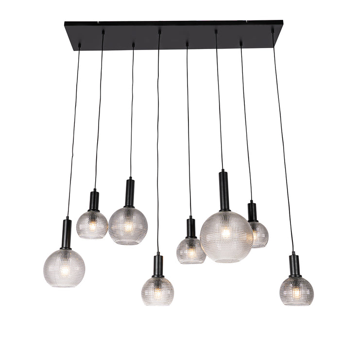 QAZQA Design hanglamp zwart met smoke glas 8-lichts  - Chico