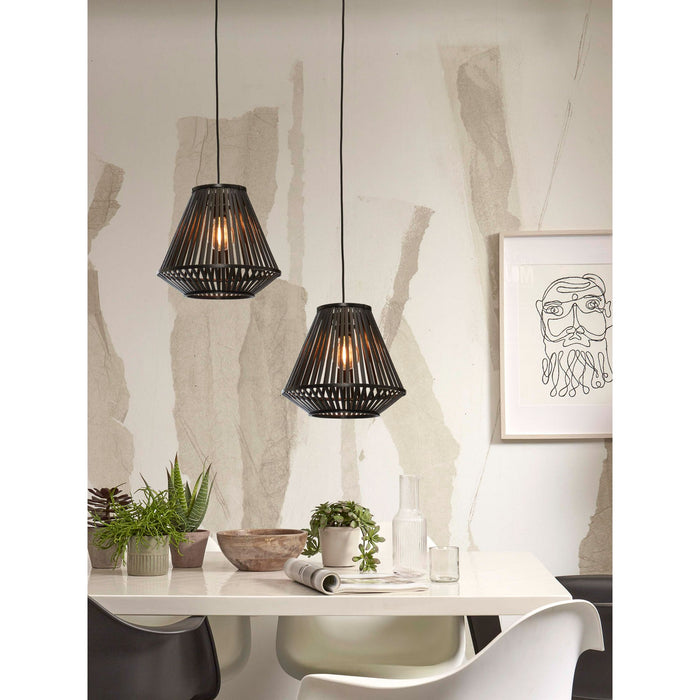 GOOD&MOJO Hanglamp Merapi - Bamboe Zwart - 30x30x30cm