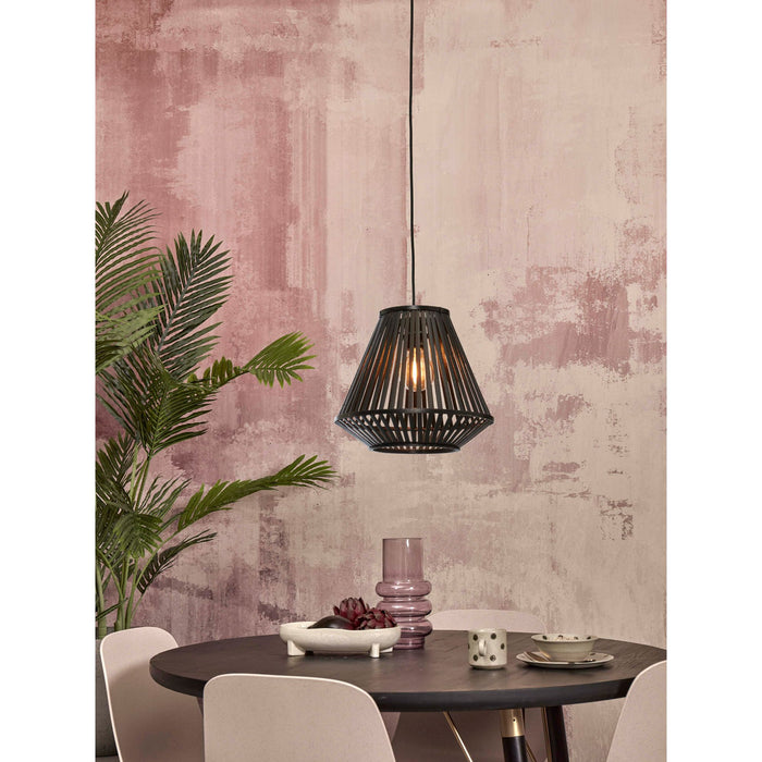 GOOD&MOJO Hanglamp Merapi - Bamboe Zwart - 30x30x30cm