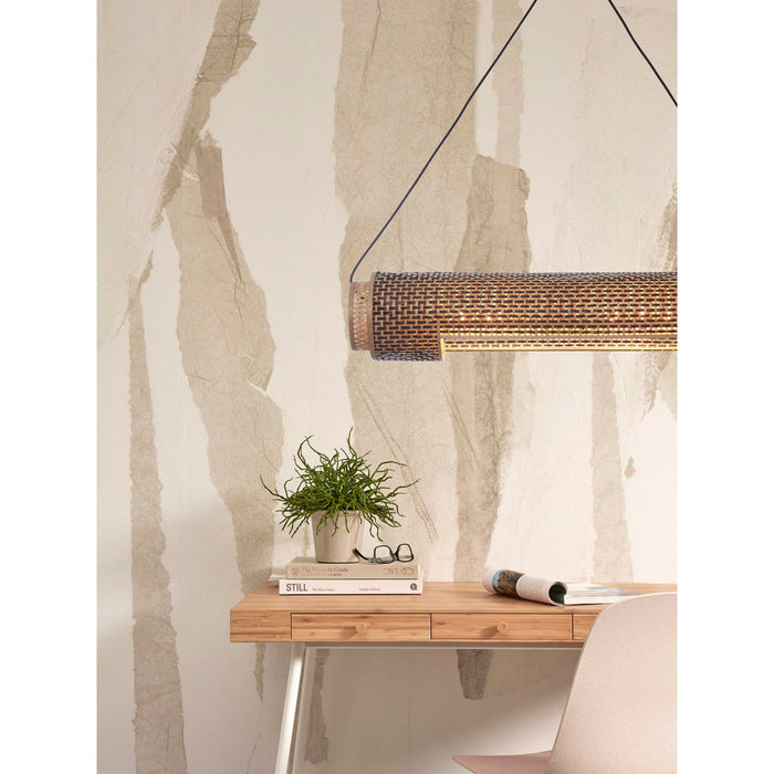 GOOD&MOJO Hanglamp Bhutan - Bamboe|Zwart - 85x15x15cm