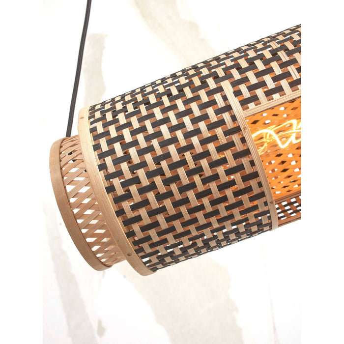 GOOD&MOJO Hanglamp Bhutan - Bamboe|Zwart - 85x15x15cm