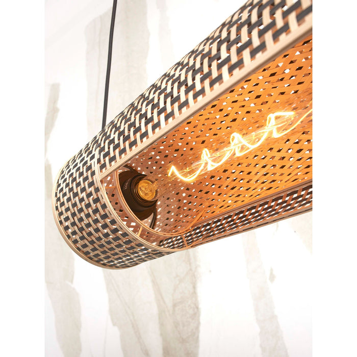 GOOD&MOJO Hanglamp Bhutan - Bamboe|Zwart - 85x15x15cm