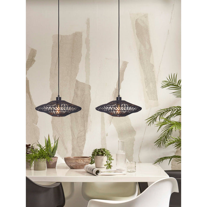 GOOD&MOJO Hanglamp Zanzibar - Rotan Zwart - Ø40x12cm