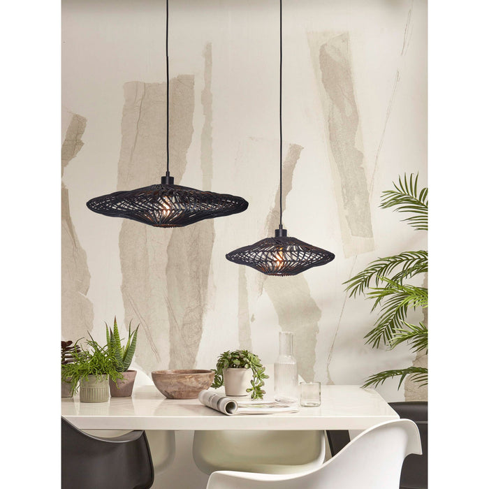 GOOD&MOJO Hanglamp Zanzibar - Rotan Zwart - Ø40x12cm