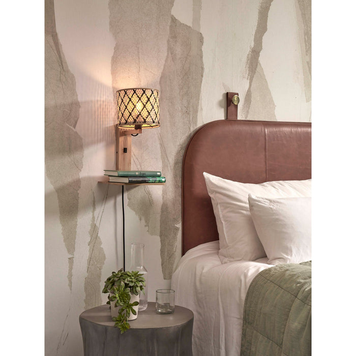 GOOD&MOJO Wandlamp Java - Bamboe|Zwart - 30x22x52cm