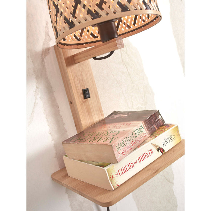 GOOD&MOJO Wandlamp Java - Bamboe|Zwart - 30x22x52cm