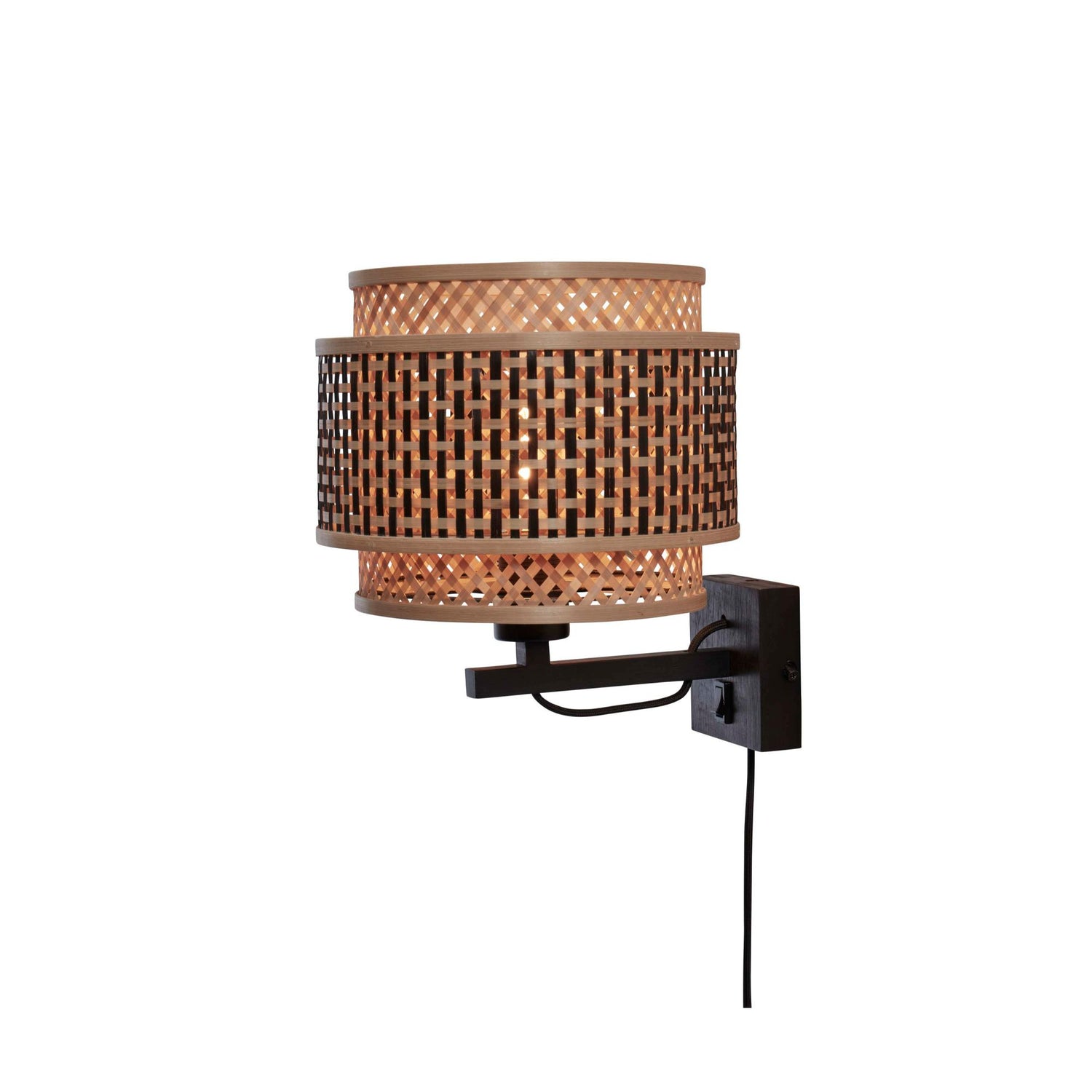 GOOD&MOJO Wandlamp Bhutan - Bamboe|Zwart - Ø25cm