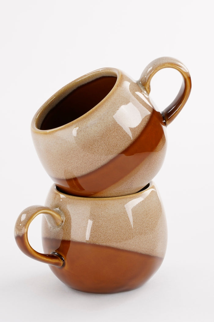 Mica Decorations Pagus Mok - Set van 2 - 450 ml - Bruin