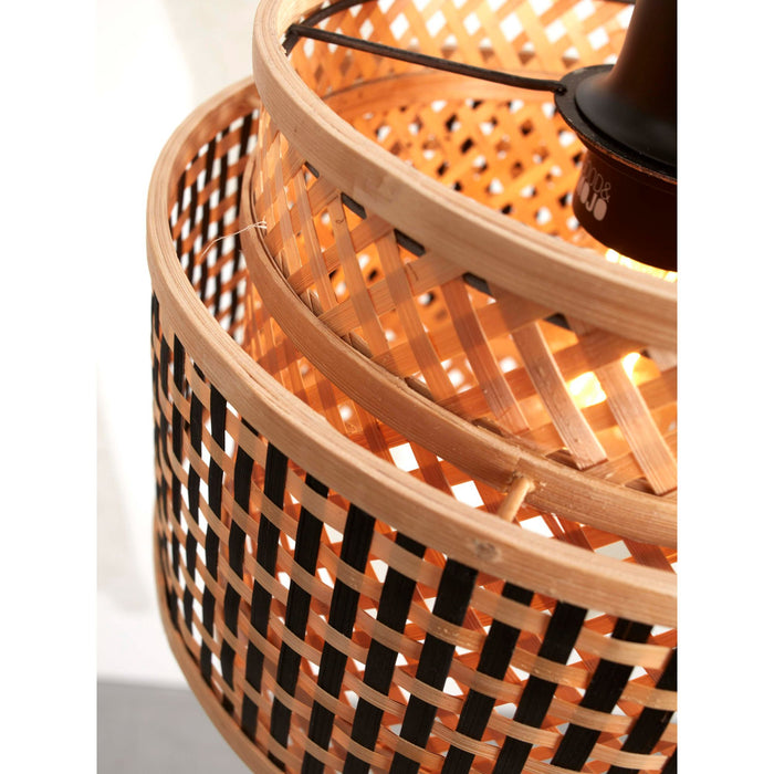 GOOD&MOJO Hanglamp Bhutan - Bamboe|Zwart - Ø25cm