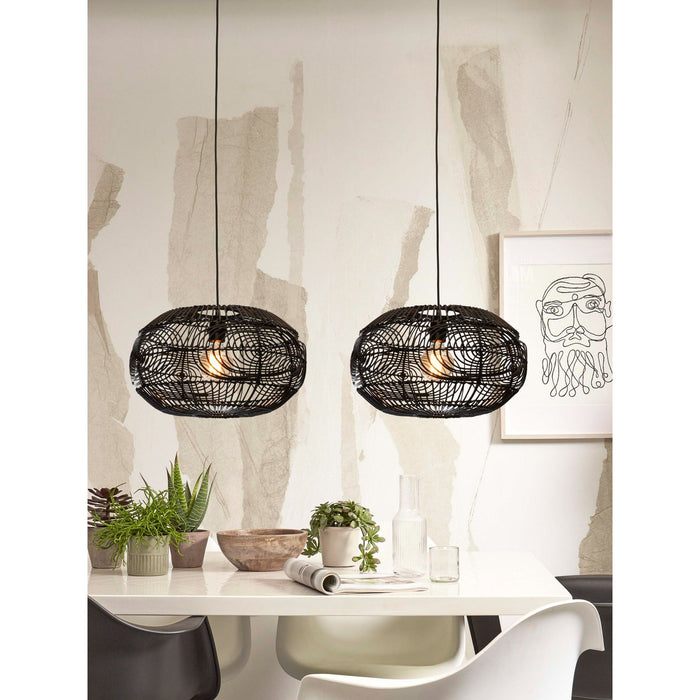 GOOD&MOJO Hanglamp Madeira - Rotan Zwart - Ø48cm