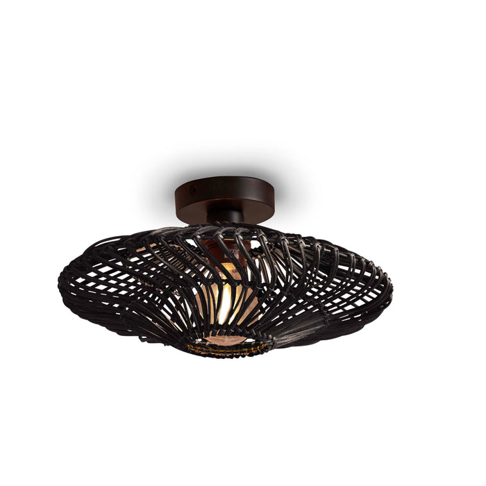GOOD&MOJO Plafonniere Zanzibar - Rotan Zwart - Ø40cm