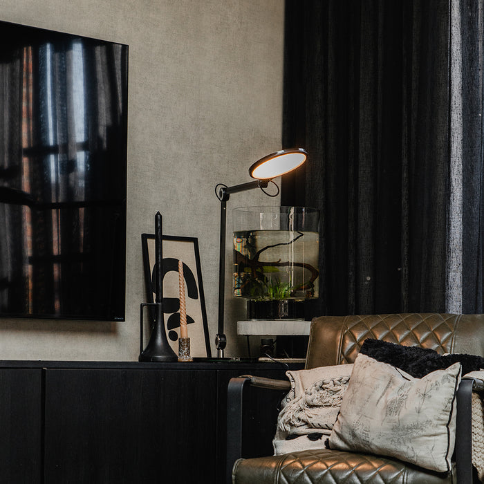 QAZQA Design tafellamp zwart incl. LED met touch en inductielader -