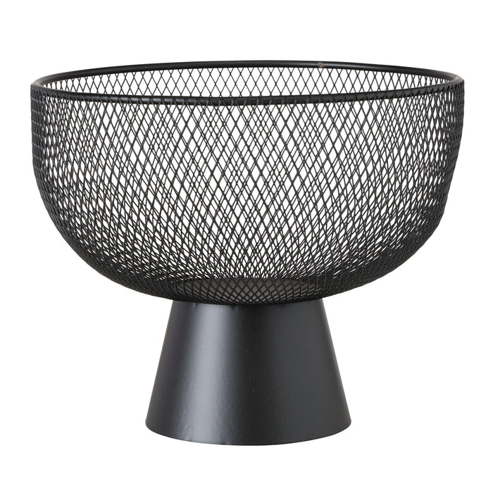 CASA DI ELTURO Fruitmand Opbergmand Mesh op voet Zwart - Ø25cm x H20cm