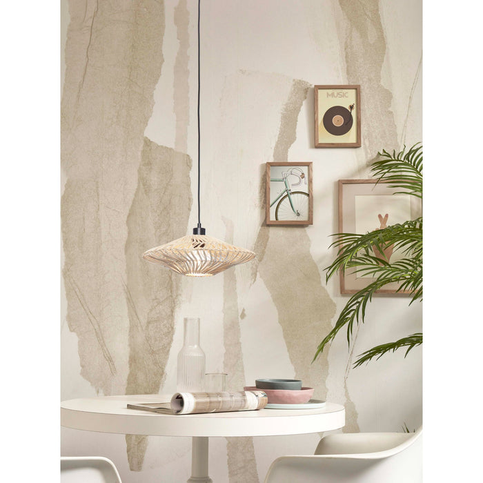 GOOD&MOJO Hanglamp Zanzibar - Rotan Wit - Ø40x12cm