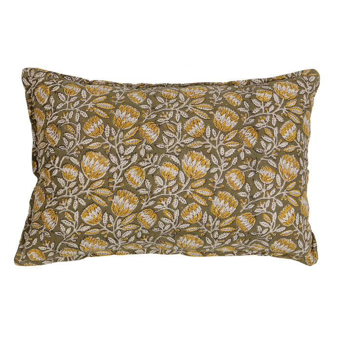 WOOOD Kussen Bloom - Katoen - Groen|Bruin - 40x60x10