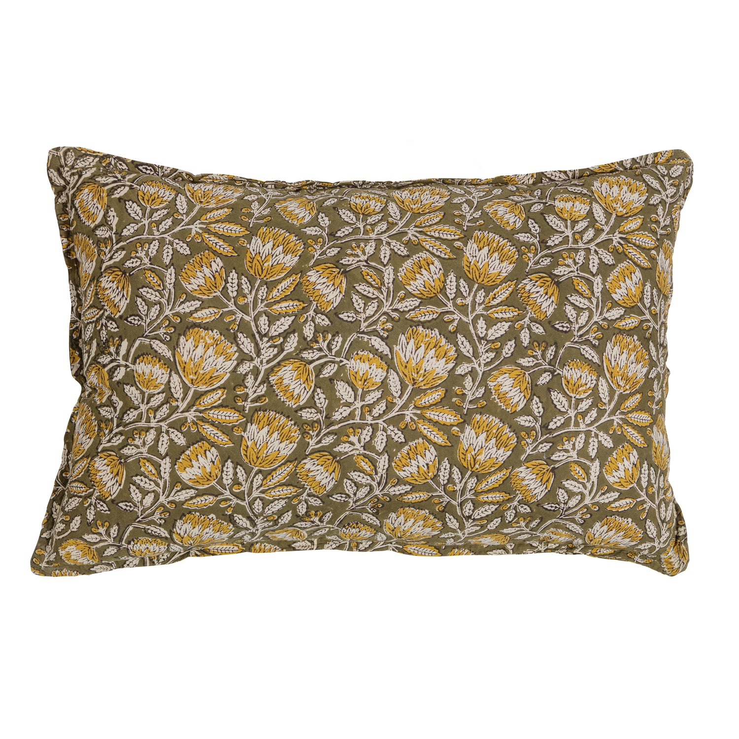 WOOOD Kussen Bloom - Katoen - Groen|Bruin - 40x60x10