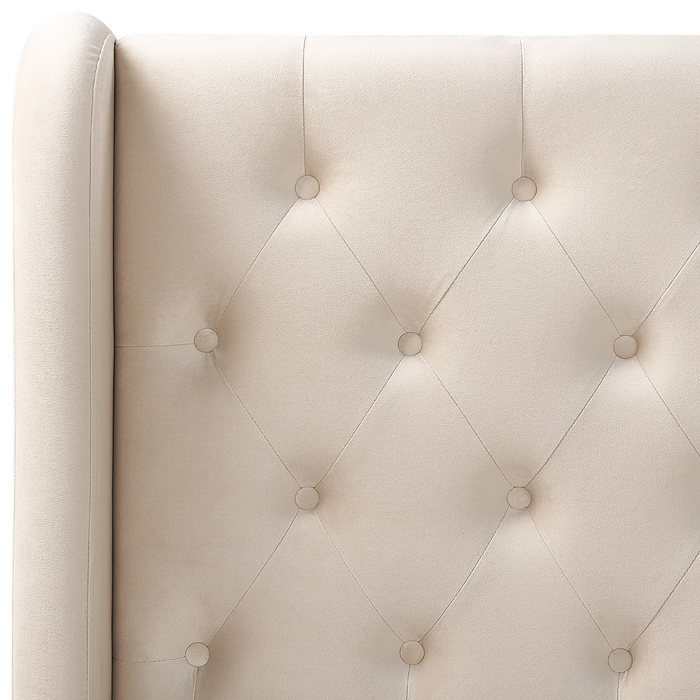 Beliani - FORBACH - Tweepersoonsbed - Beige - 140 x 200 cm - Fluweel