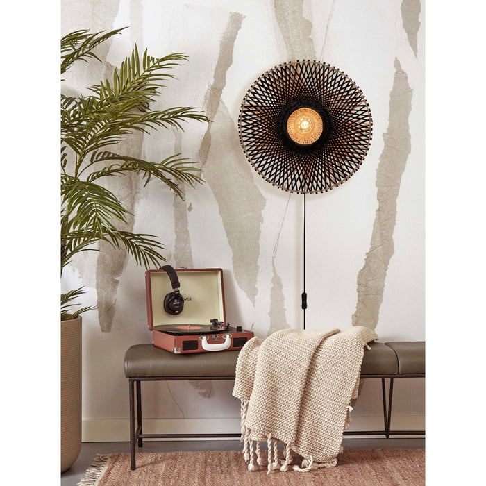 GOOD&MOJO Kalimantan Wandlamp Rond - Ø60cm - Zwart / Bamboe