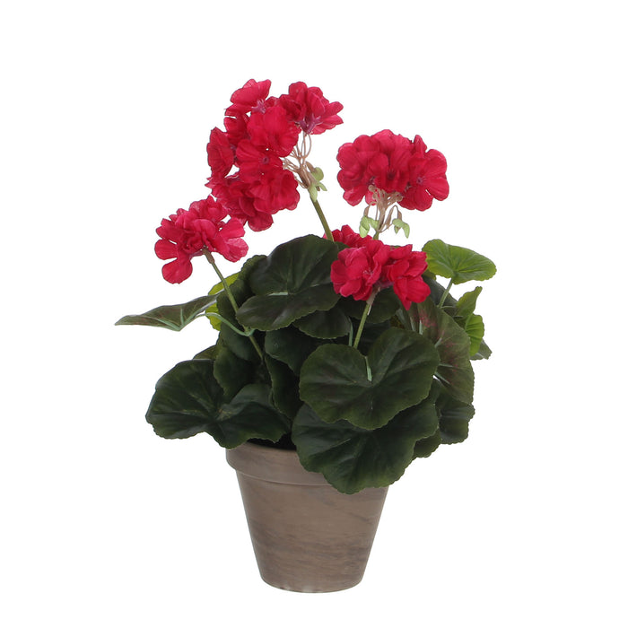 Mica Decorations Geranium Kunstplant - H34 x Ø20 cm - Donkerroze
