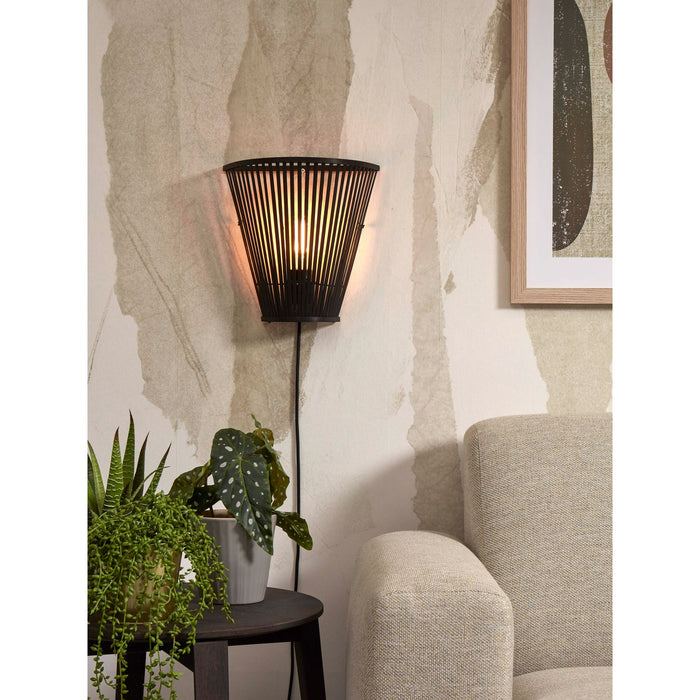 GOOD&MOJO Wandlamp Merapi - Bamboe Zwart - 30x15x30cm