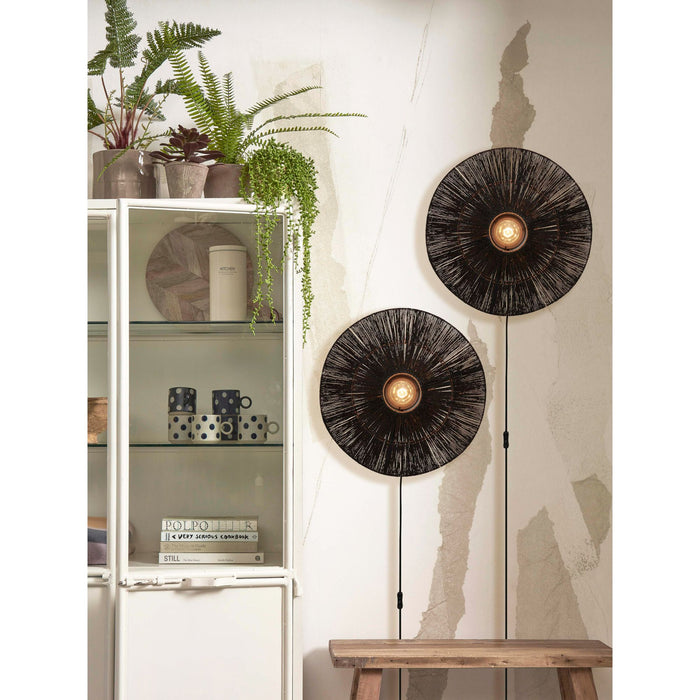 GOOD&MOJO Wandlamp Iguazu - Jute Zwart - Ø55cm
