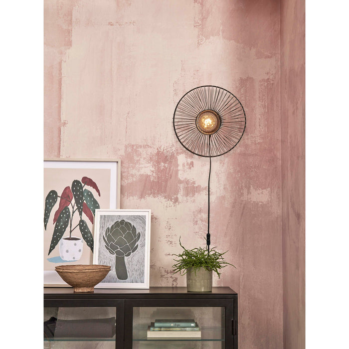 GOOD&MOJO Wandlamp Hokkaido - Bamboe Zwart - Ø38cm