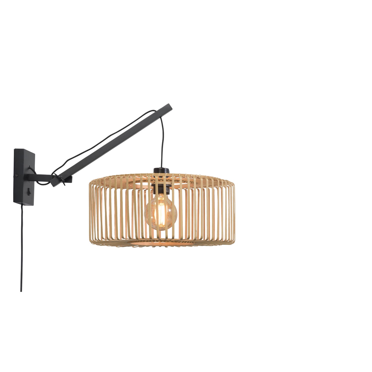 GOOD&MOJO Wandlamp Bromo - Bamboe Zwart|Naturel - 55x40x45cm