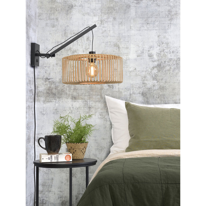 GOOD&MOJO Wandlamp Bromo - Bamboe Zwart|Naturel - 55x40x45cm