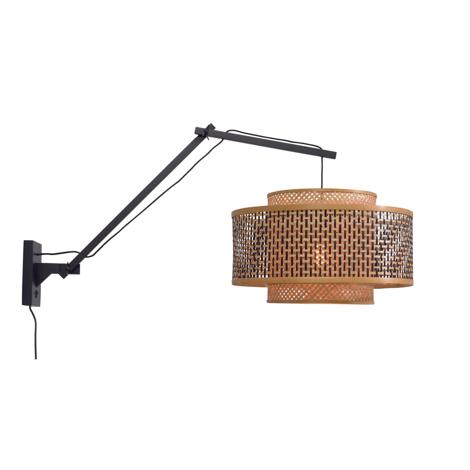 GOOD&MOJO Wandlamp Bhutan - Bamboe Zwart|Naturel - 95x50x55cm