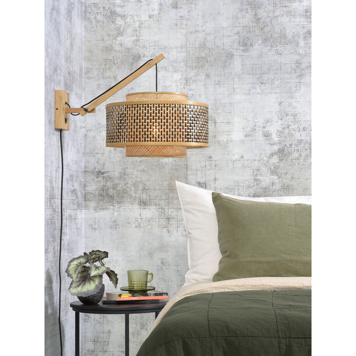 GOOD&MOJO Wandlamp Bhutan - Bamboe|Zwart - 57x50x50cm