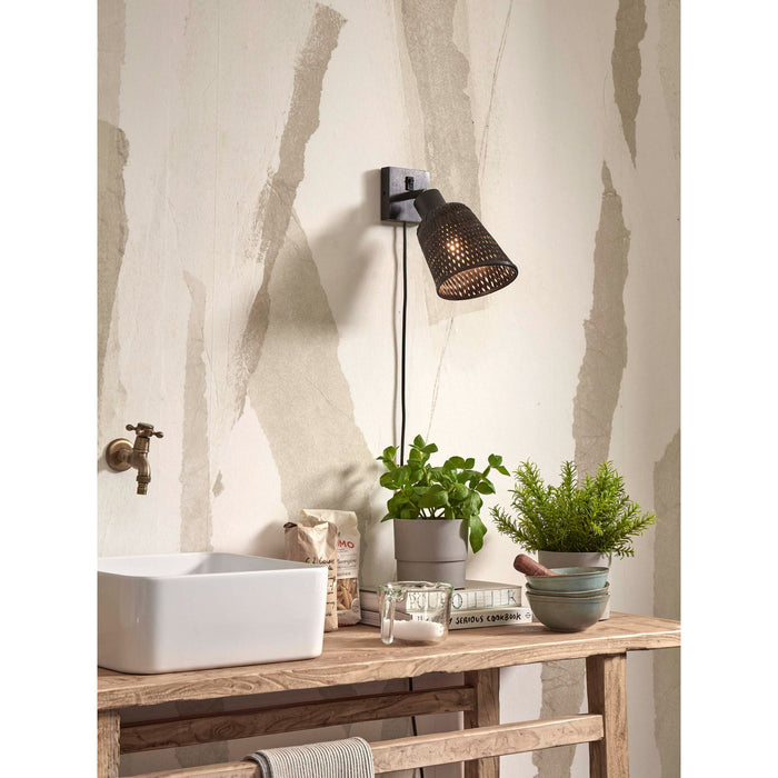 GOOD&MOJO Wandlamp Java - Bamboe Zwart - Ø15cm