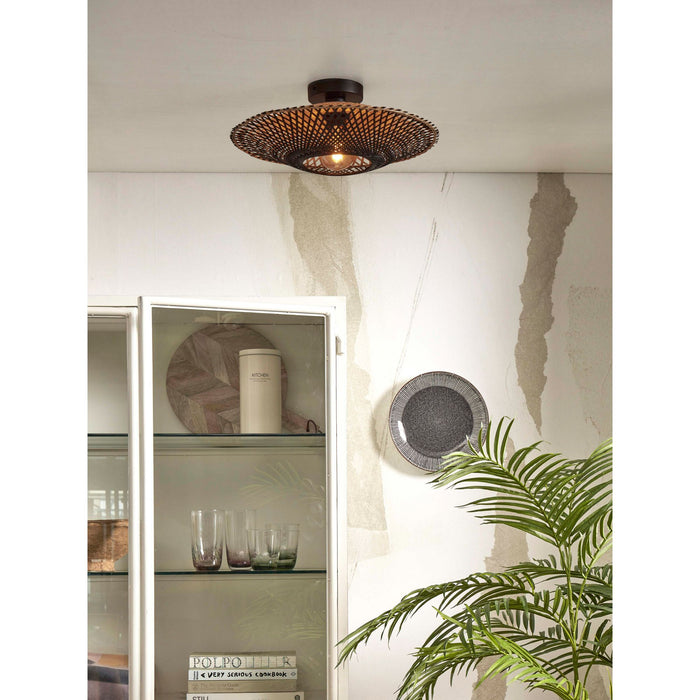 GOOD&MOJO Kalimantan Plafondlamp - Ø44cm - Zwart / Bamboe