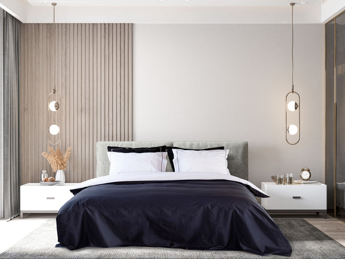 Dekbedovertrek doubleface - Egyptisch katoen - 200x200 - antraciet|wit