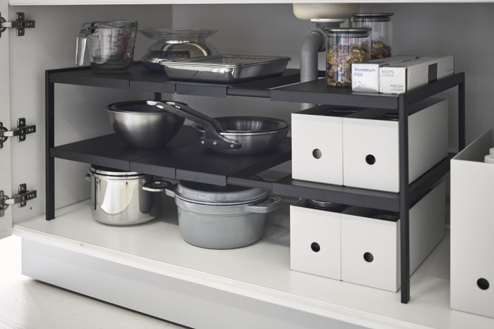 Yamazaki Keukenkast Organizer Uitschuifbaar - 2 niveau - Tower - Zwart