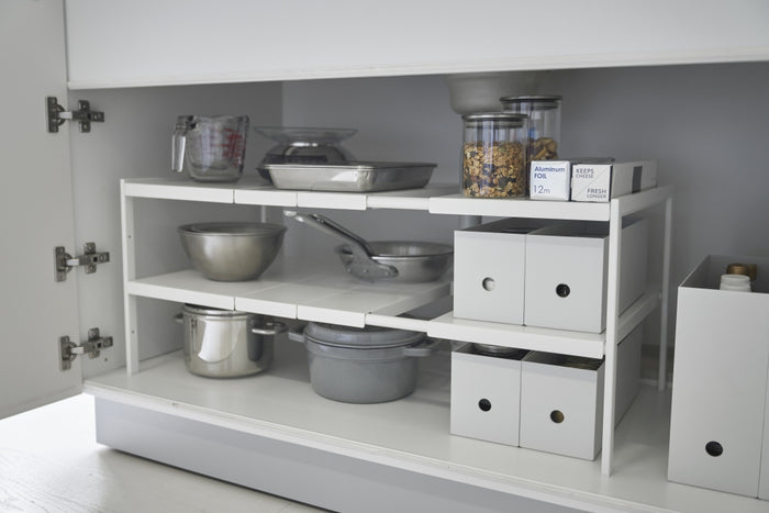 Yamazaki Keukenkast Organizer Uitschuifbaar - 2 niveaus - Tower - Wit