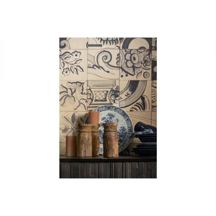 Basiclabel Krul Kandelaren  - Hout  - Naturel  - Set van 3