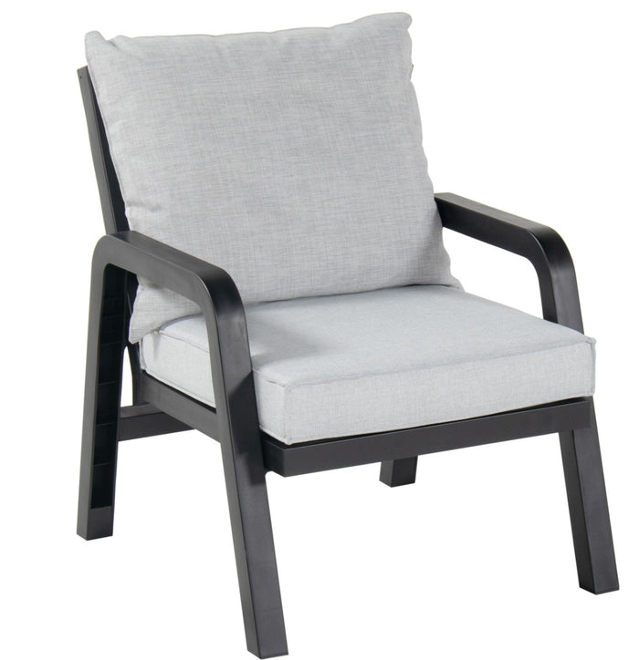 Hartman Ibiza Loungestoel Antraciet - Lichtgrijze Kussens