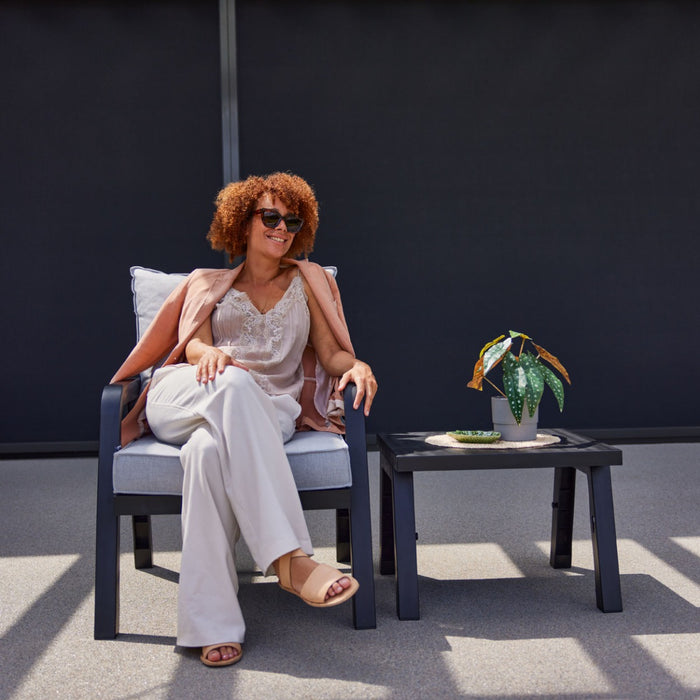 Hartman Ibiza Loungestoel Antraciet - Lichtgrijze Kussens