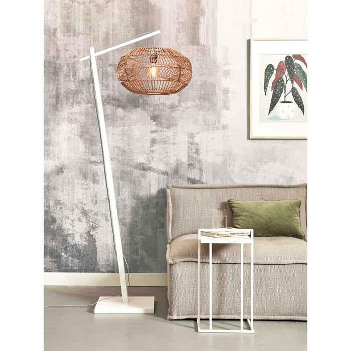 GOOD&MOJO Vloerlamp Madeira - Bamboe Wit|Rotan - 74x48x176cm