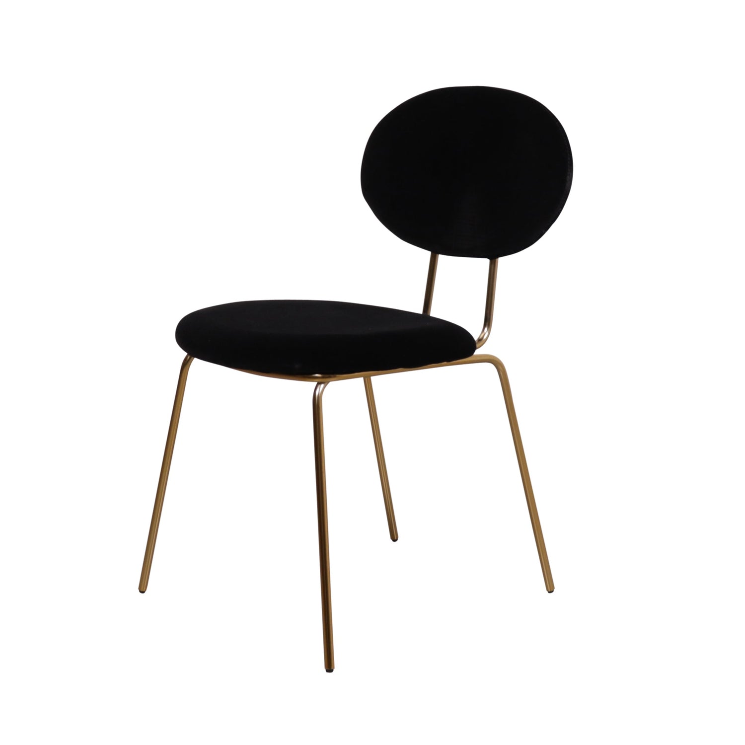 Furnified - Eettafelstoel - Hugo - Zwart Velvet - Gouden Poten