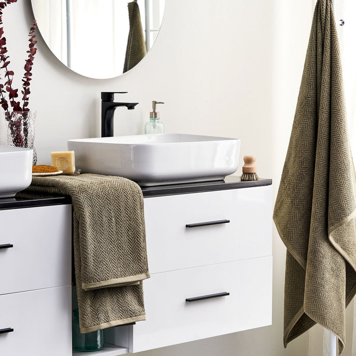 Beliani - MITIARO - Handdoek set van 2 - Olijfgroen - Katoen