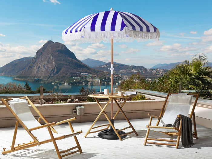 Beliani - MONDELLO - Parasol - Blauw|Wit - Polyester