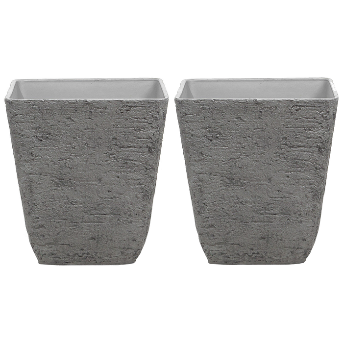 Beliani - DELOS - Bloempot set van 2 - Grijs - 49 cm - Stenenmix