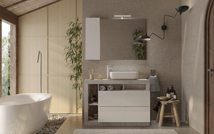 Benvenuto Design Hamburg 110 cm Beton Staand Wastafel en Onderkast