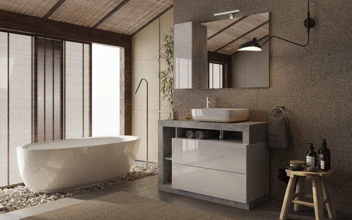 Benvenuto Design Hamburg 110 cm Beton Staand Wastafel en Onderkast