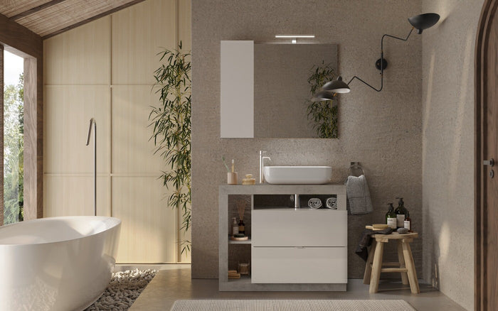 Benvenuto Design Hamburg 92 cm Beton Staand Wastafel en Onderkast