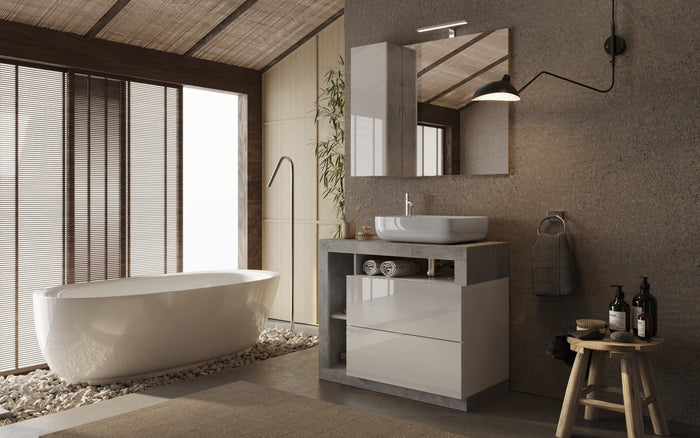 Benvenuto Design Hamburg 92 cm Beton Staand Wastafel en Onderkast