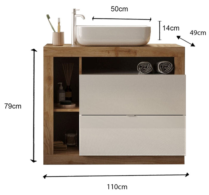 Benvenuto Design Hamburg 110 cm Eiken Staand Wastafel en Onderkast
