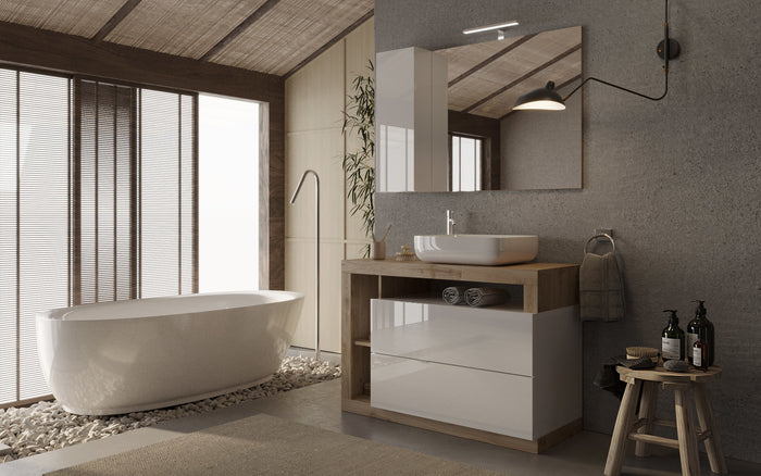 Benvenuto Design Hamburg 110 cm Eiken Staand Wastafel en Onderkast