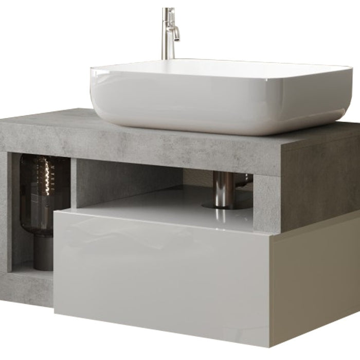 Benvenuto Design Hamburg 79 cm Zwevend Wastafel en Onderkast Beton